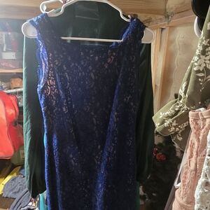 Adrianna Papell Royal Blue Lace Dress